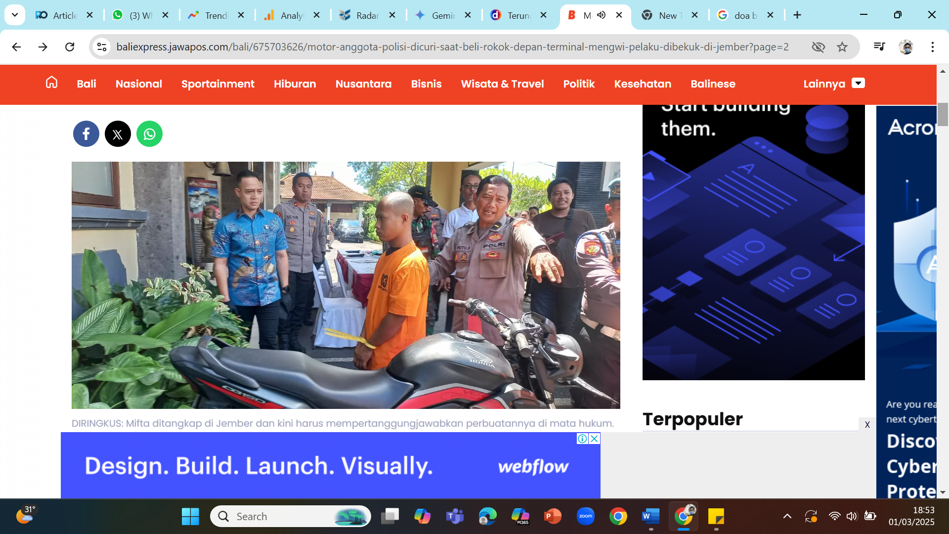 Kapepet Kebutuhan Urip - Miftah Ketangkep di Jember Sesampun Maling Motor Anggota Polisi di Bali