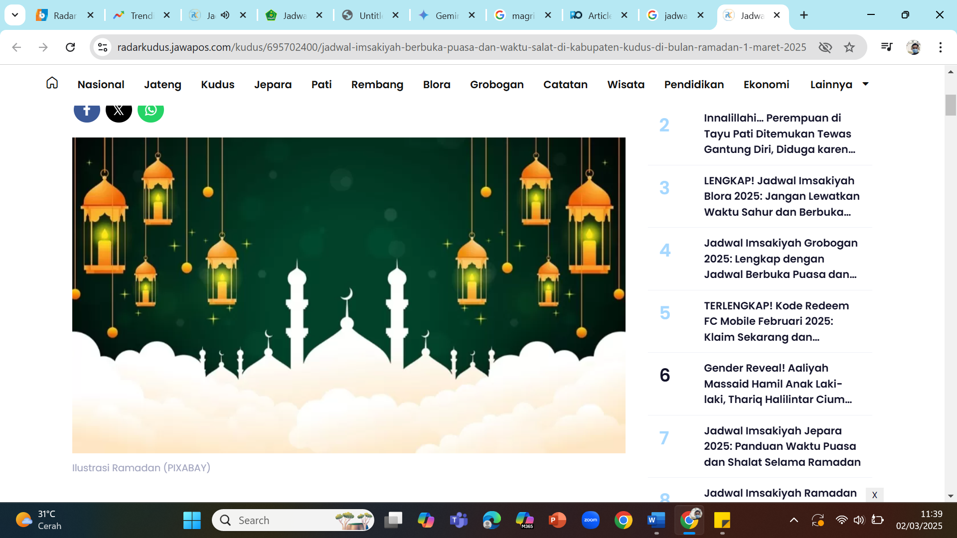 ilustrasi - Jadwal Imsakiyah Ramadhan 2025 wilayah Karangasem, Denpasar, dan Jembrana.