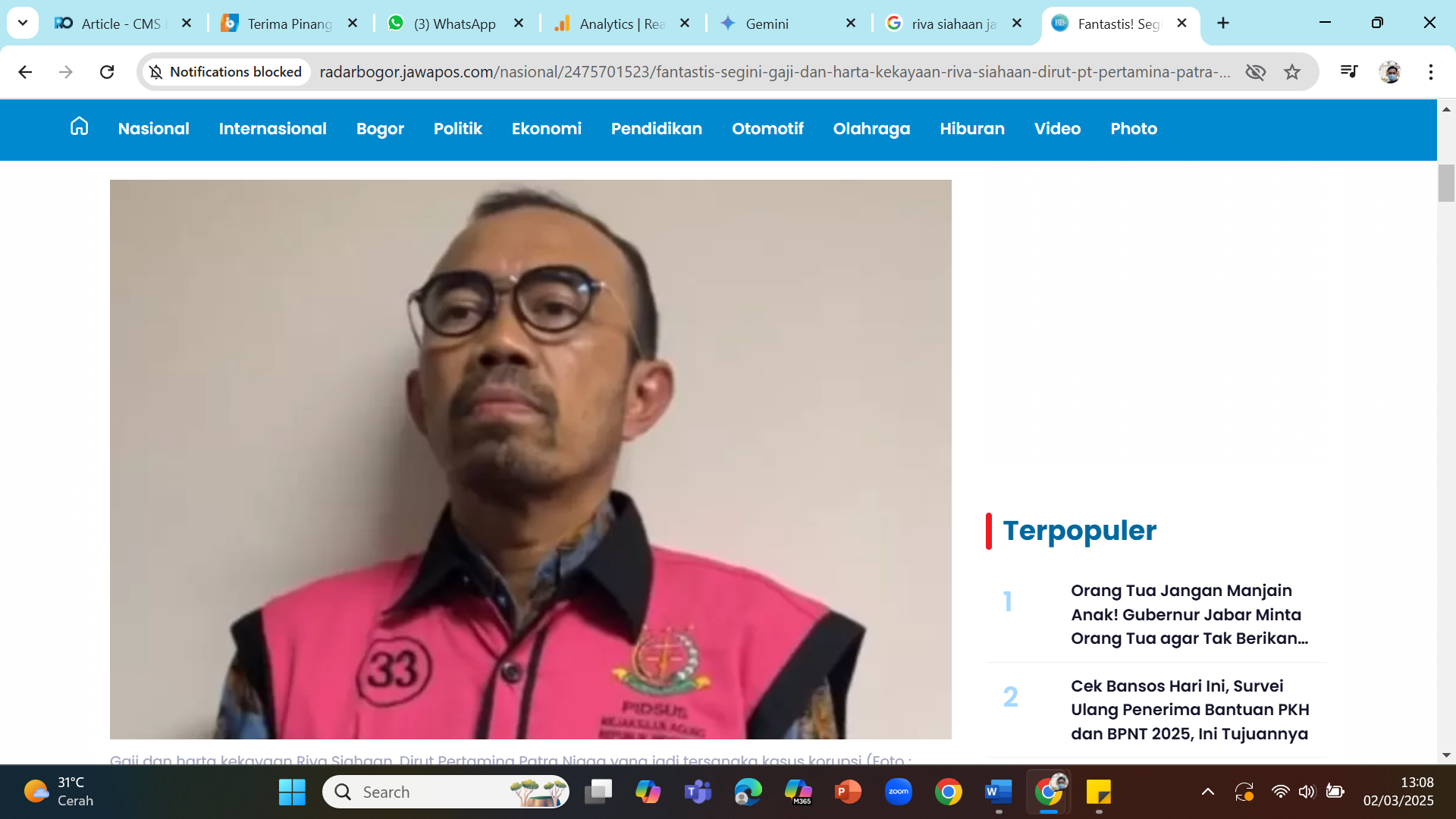 FLOP - Karir mentereng Riva Siahaan berakhir setelah ditetapkan sebagai tersangka kasus korupsi oleh Kejagung.