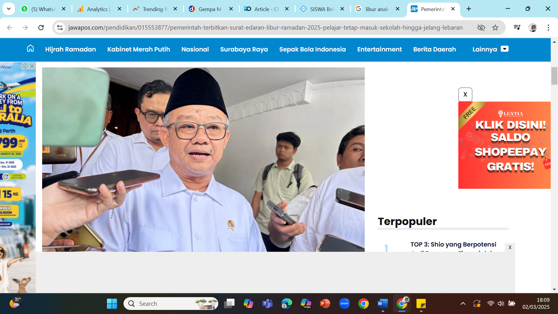 LIBUR LEBIH CEPAT - Mendikdasmen Abdul Mu
