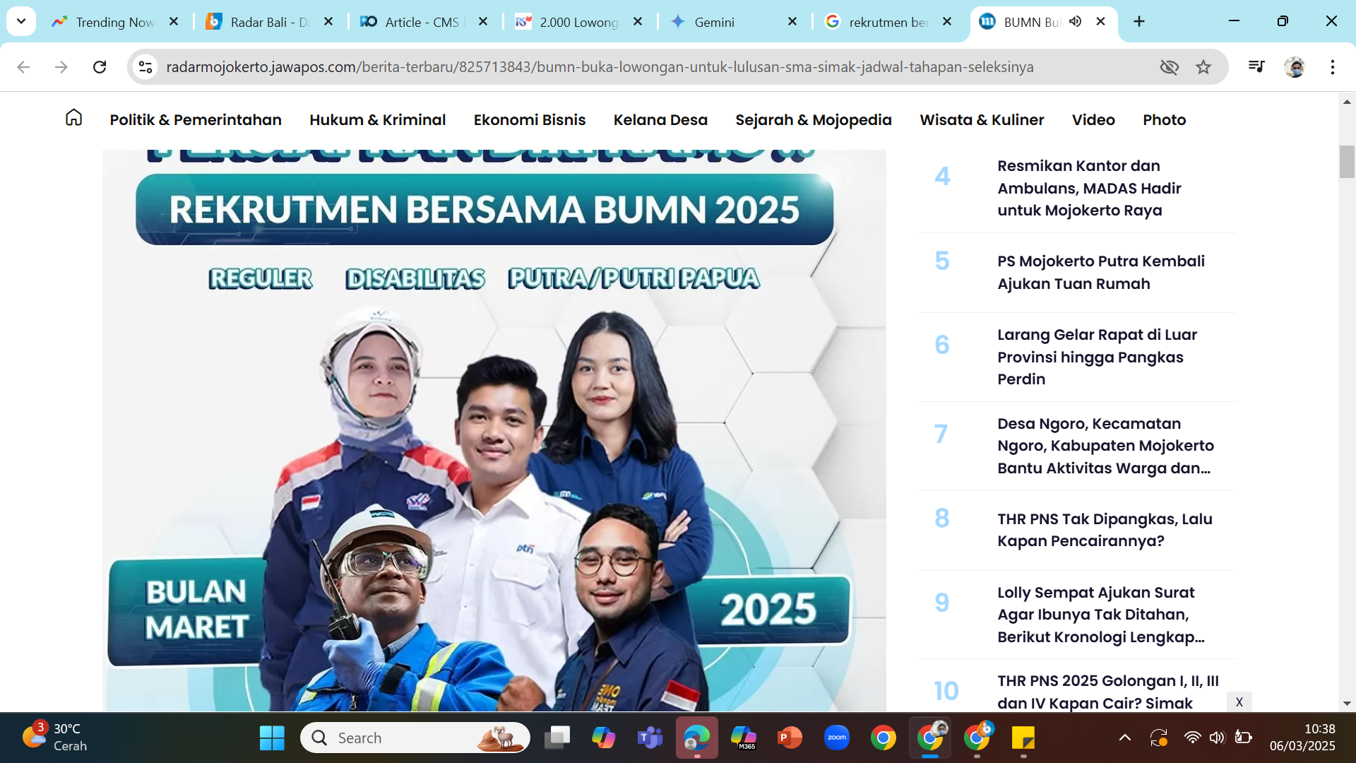 SEGERA DIBUKA - Rekrutmen Bersama BUMN 2025 dimulai 7 Maret 2025 dengan tahap pembuatan akun.