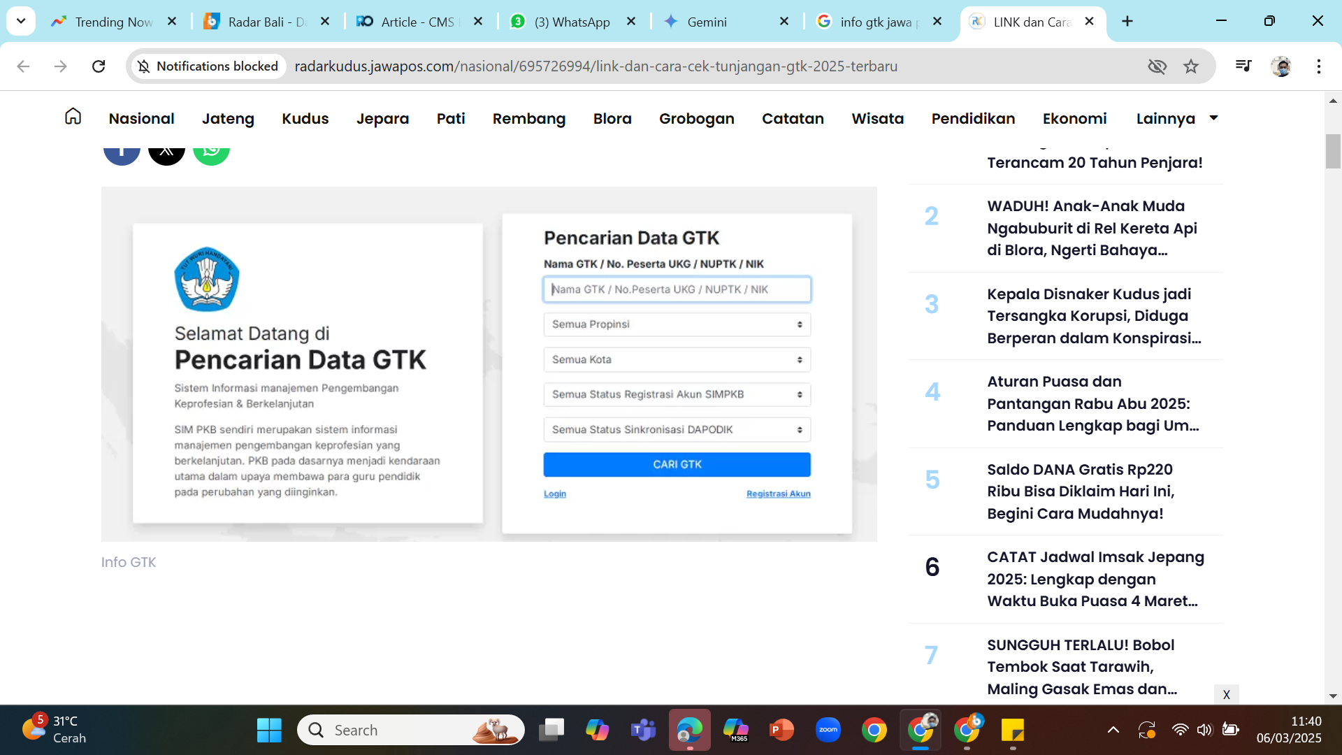 BERUBAH ALAMAT - Situs Info GTK berubah alamat seiring perubahan nomenklatur kementerian.