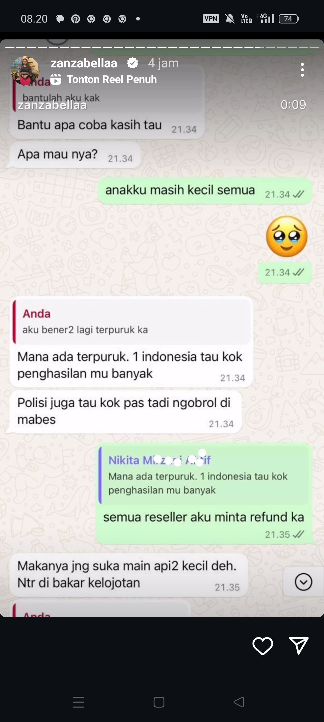 Bukti Chat diduga pemerasan oleh Nikita Mirzani kepada salah satu owner skincare