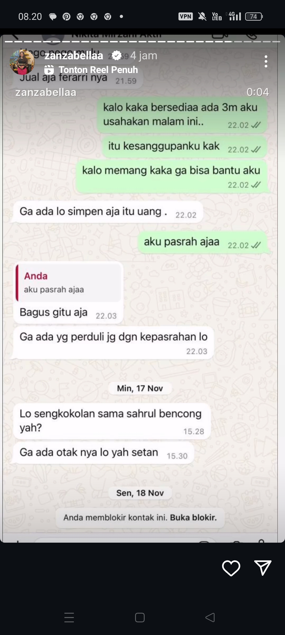 Bukti chat diduga Nikita Mirzani memeras owner skincare