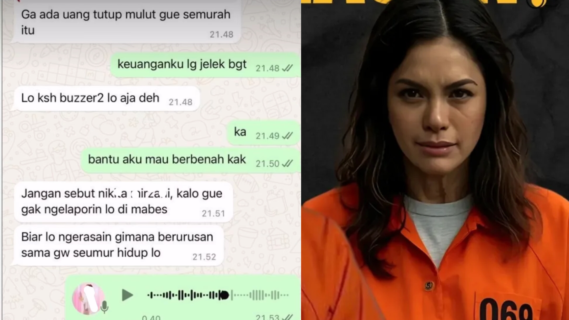 Bukti chat pemerasan dan pengancaman Nikita Mirzani bocor