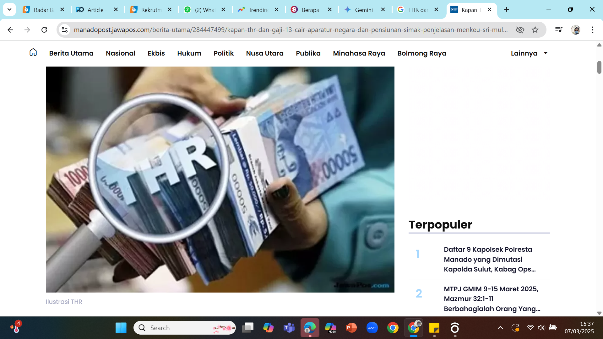SEGERA CAIR - Cara memeriksa pencairan THR pensiunan PNS.