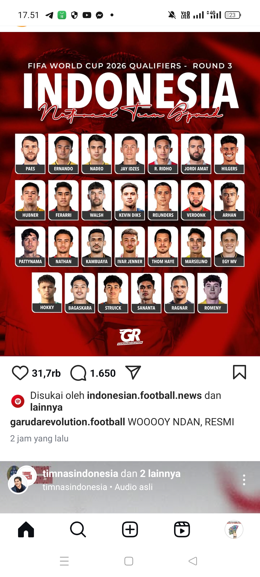 Garuda Calling, Eliano resmi diturunkan