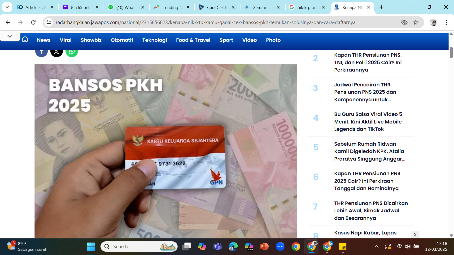 SEGERA CAIR - Bansos PKH dan BPNT Tahap 3 2025