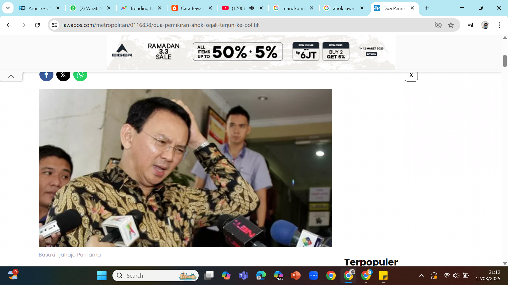 DIPERIKSA - Mantan Komisaris Utama Pertamina 2019-2024 Basuki Tjahaja Purnama