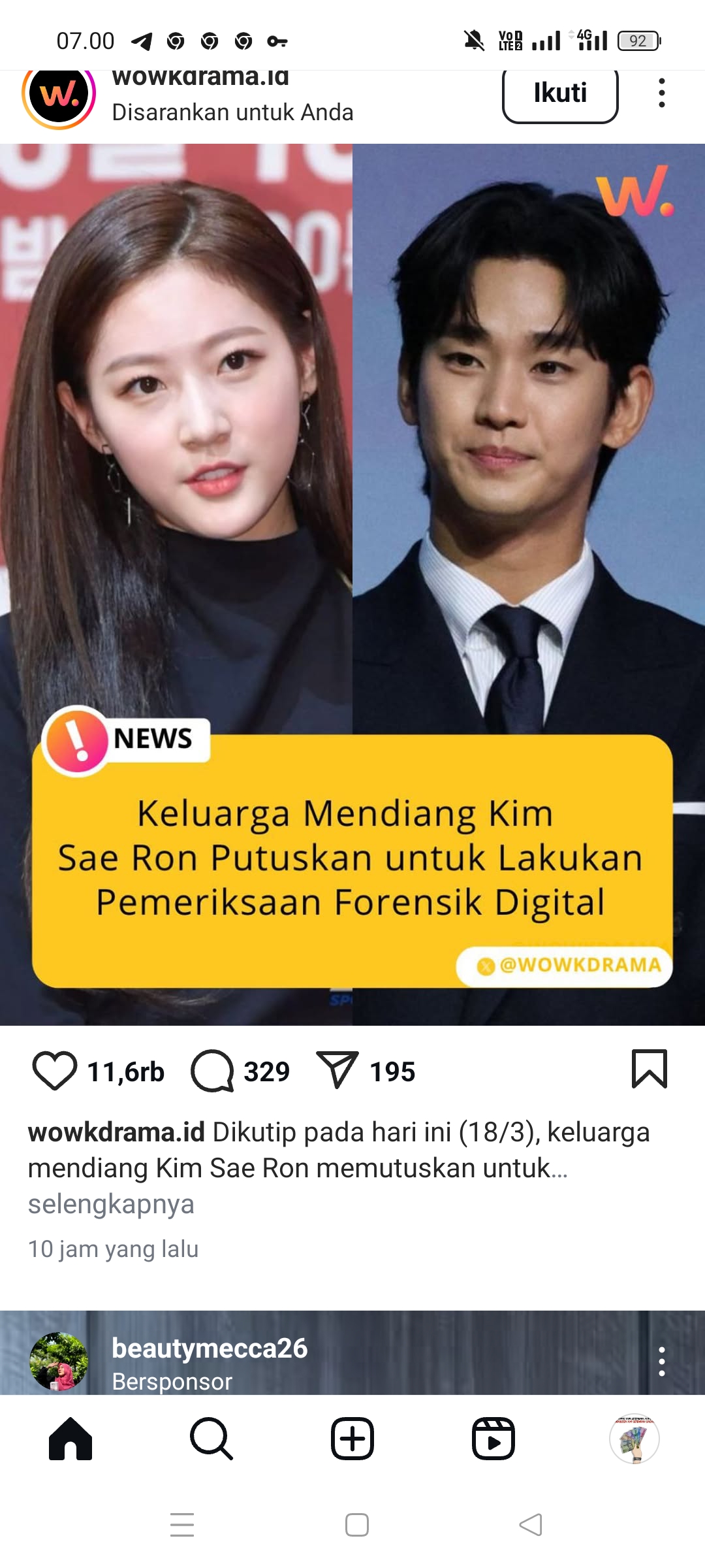 Kim Sae Ron dan Kim Soo Hyun