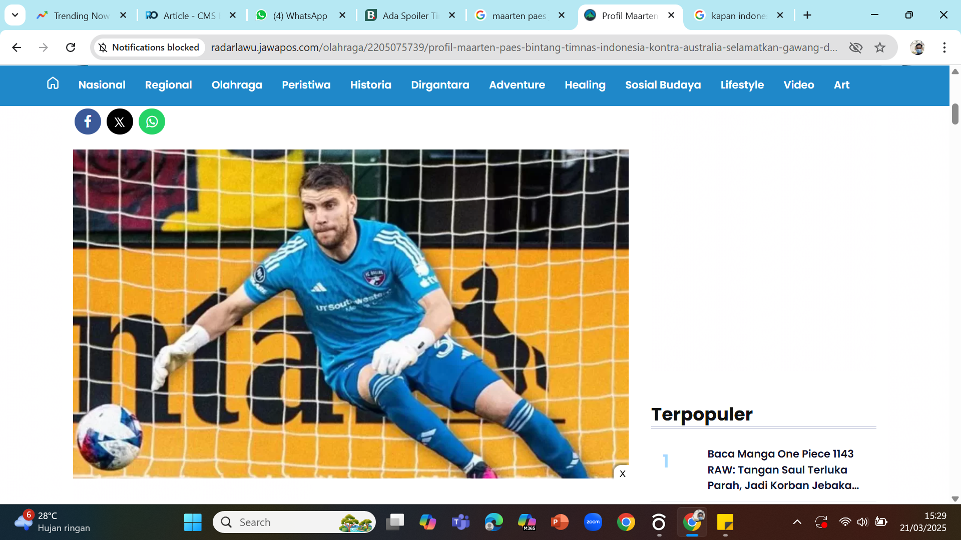 BELUM HABIS - Kiper Timnas Maarten Paes.