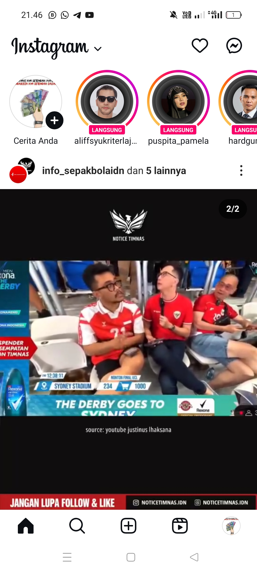 Coach Justin Dirujak masa di tribun saat nonton Indonesia vs Australia