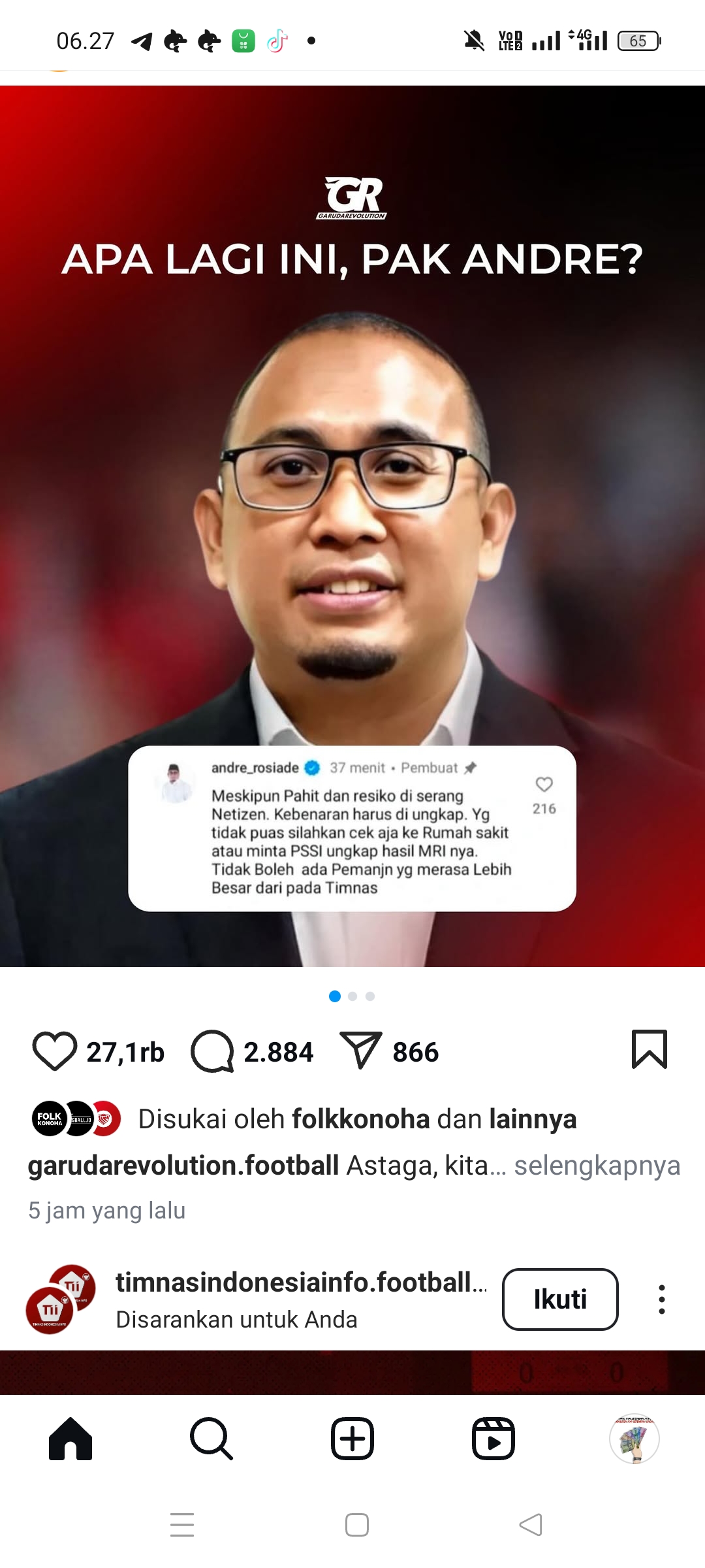 Andre Rosiade mertua Pratama Arhan