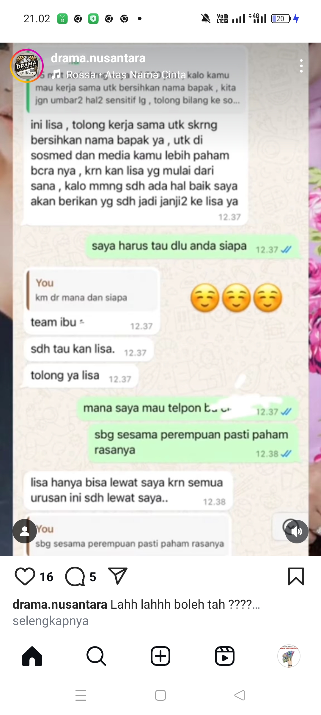 Iai chat ibu Cinta dan Lisa Mariana