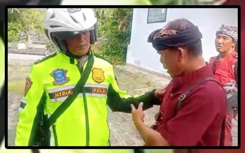 TAK MEMBERI CONTOH BAIK : Oknum polisi diamankan pecalang karena melanggar Nyepi. (istimewa)