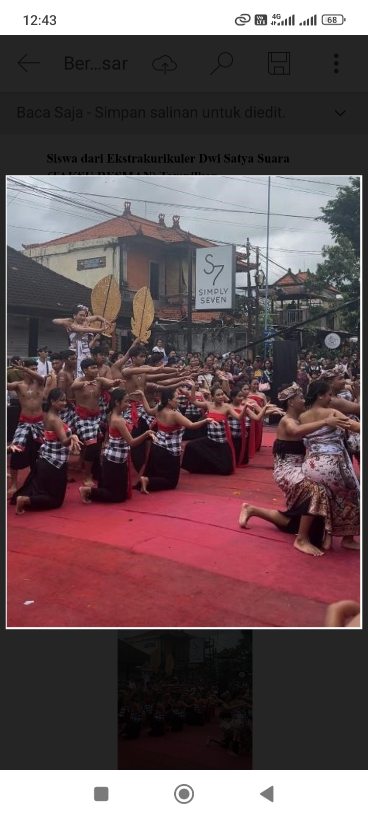 Pertunjukan Cak Yowana Sastra Asrama oleh siswa ekstrakurikuler Dwi Satya Suara RESMAN Dok. Pratiwi Diana, 2025