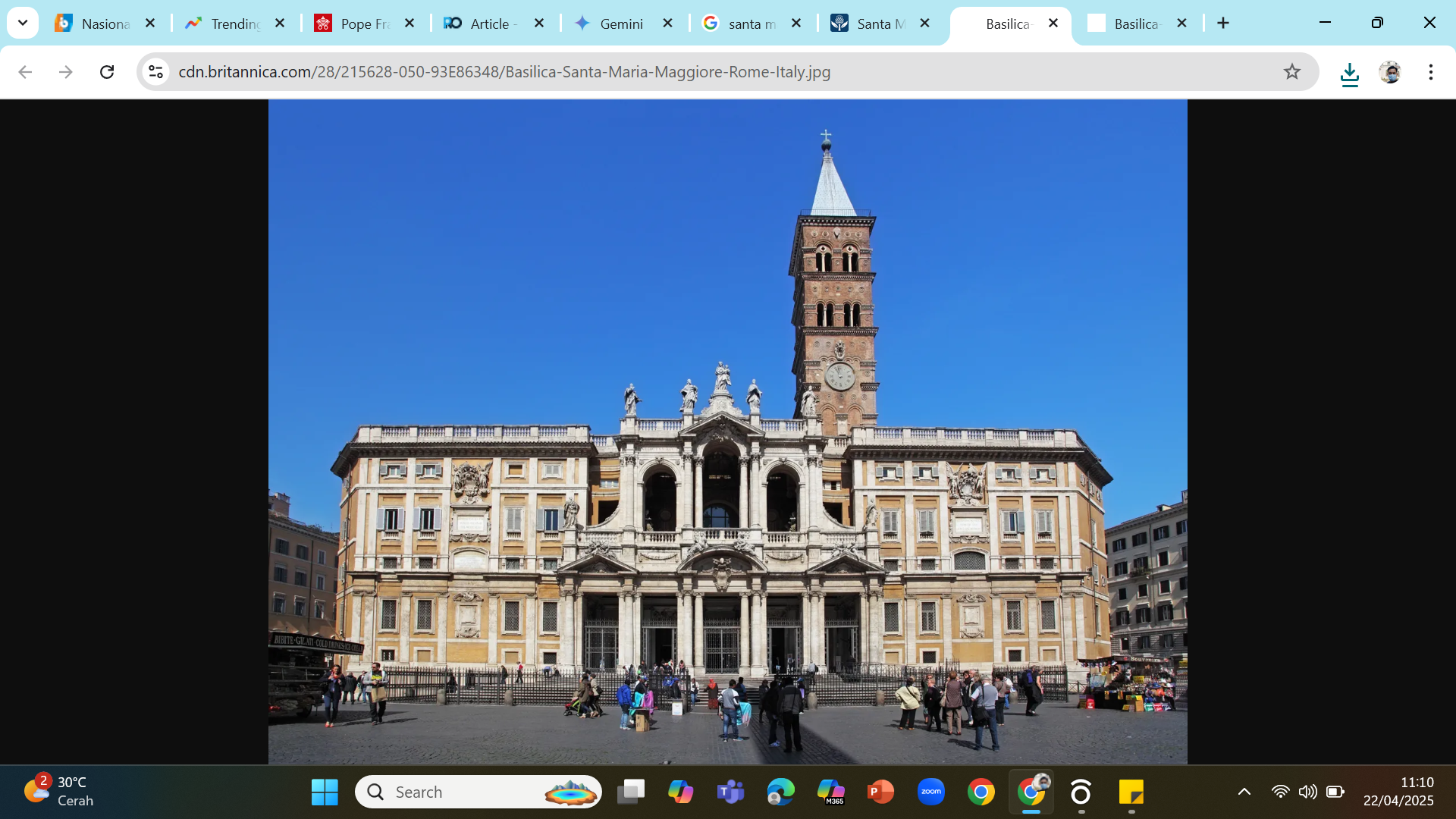 PERISTIRAHATAN PAUS- Gereja Santa Maria Maggiore di Roma, Italia.