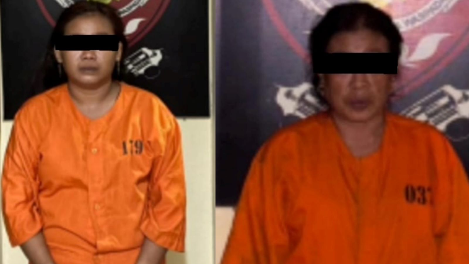 DIAMANKAN: Tersangka Susilowati, 46,  dan Vela, 32, mengenakan pakaian tahanan Polsek Kuta Selatan.