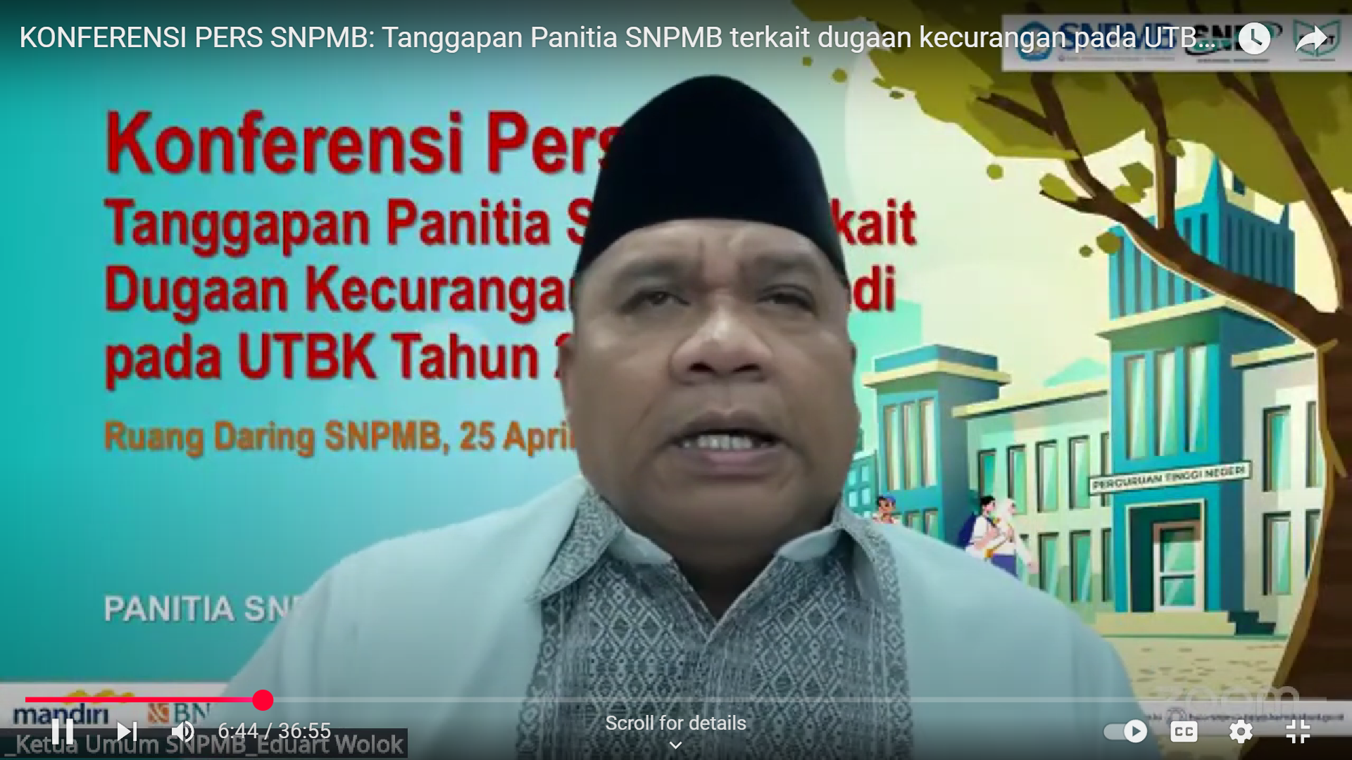 TEPIS KECURANGAN - Ketua Umum SNPMB Eduart Wolok.