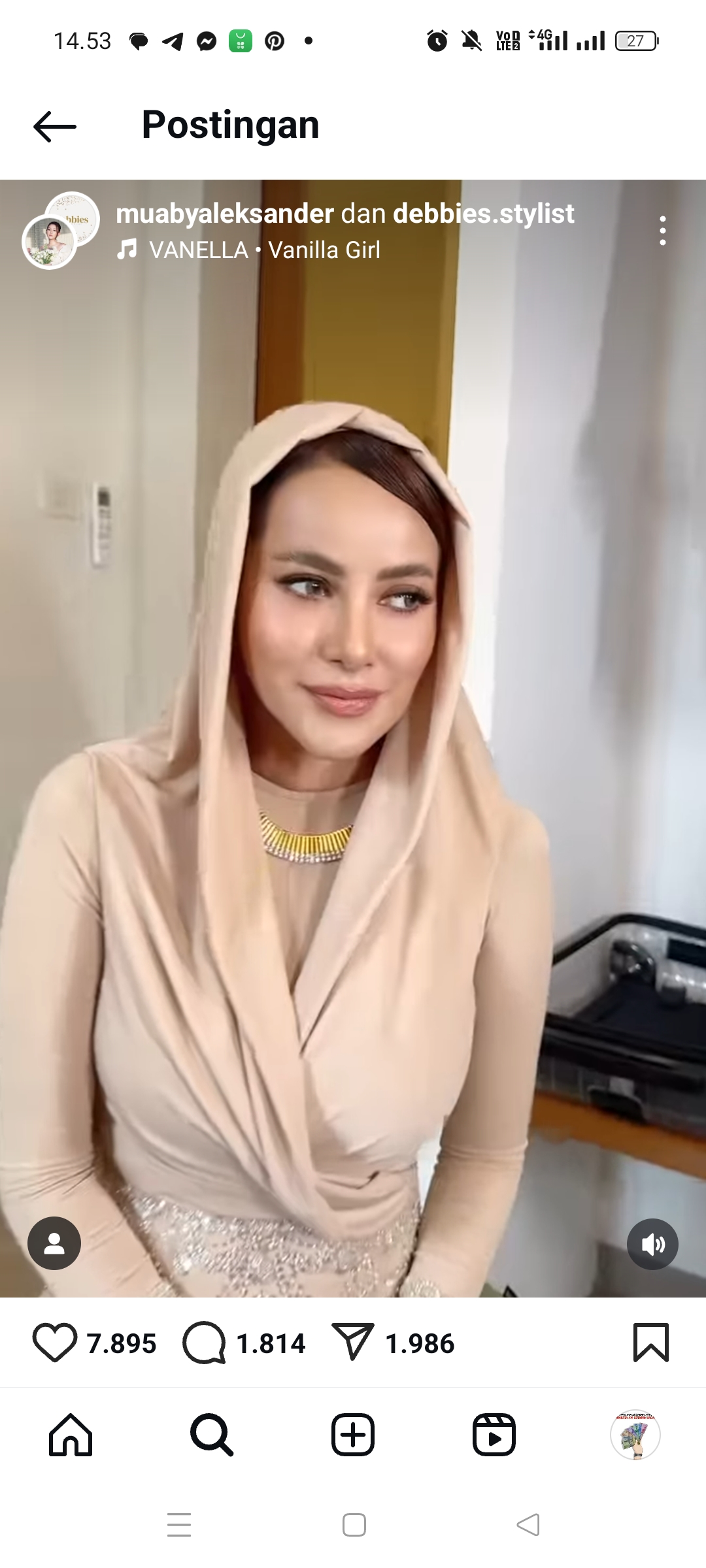 Olla Ramlan saat hadiri pesta pernikahan Luna Maya