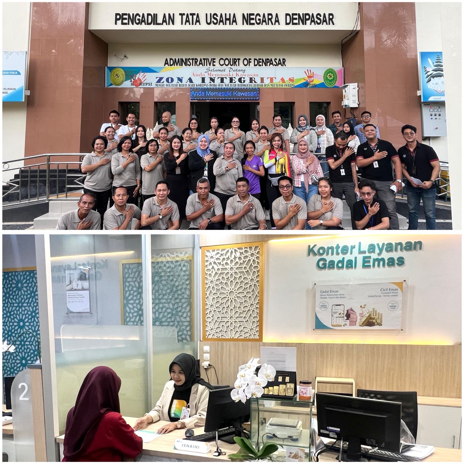 BSI sosialisasi Produk BSI Cicil Emas di acara senam pagi bersama pegawai beserta jajaran PTUN Denpasar, Jumat (9/5/2025).
