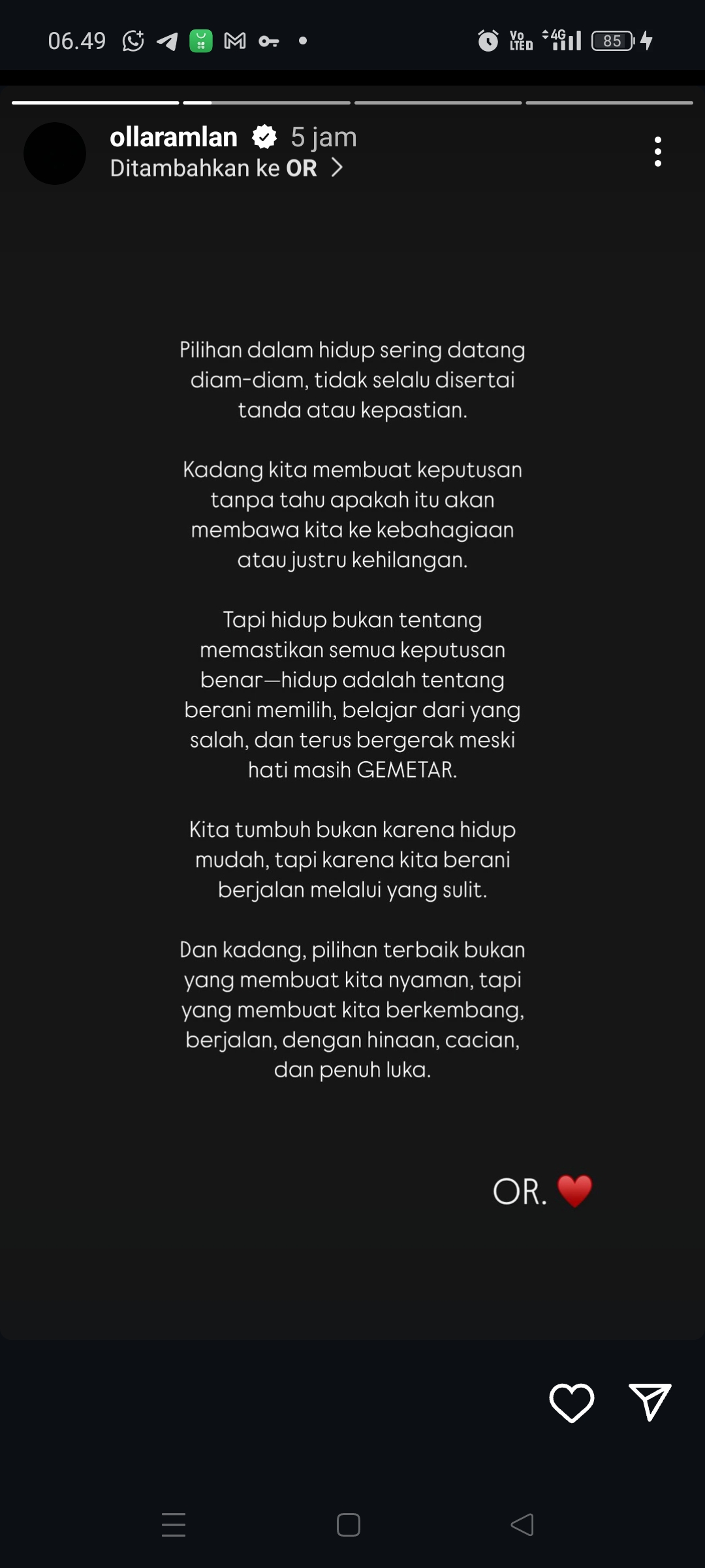 Story Olla Ramlan setelah lepas hijab
