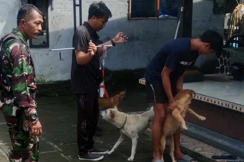 SUNTIK VAKSIN : Vaksinasi Massal di Desa Mendoyo Dauh Tukad, Kecamatan Mendoyo . (foto: Babinsa Jembrana)