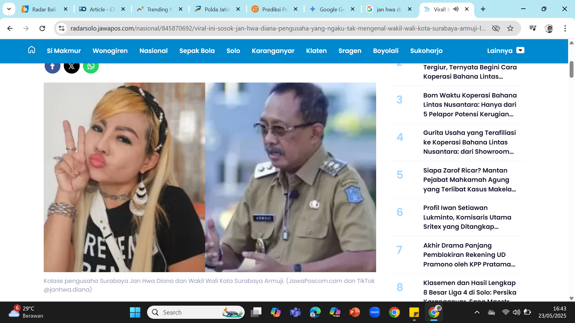 Kolase pengusaha Surabaya Jan Hwa Diana dan Wakil Wali Kota Surabaya Armuji