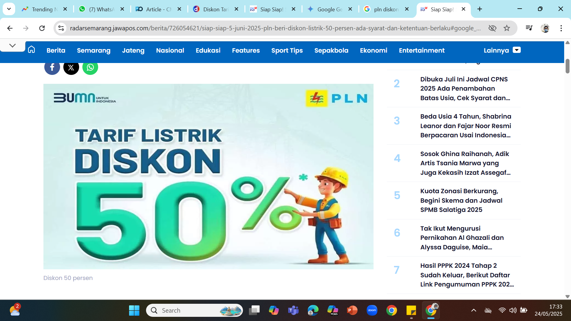 Ilustrasi - diskon listrik PLN Juni-Juli 025