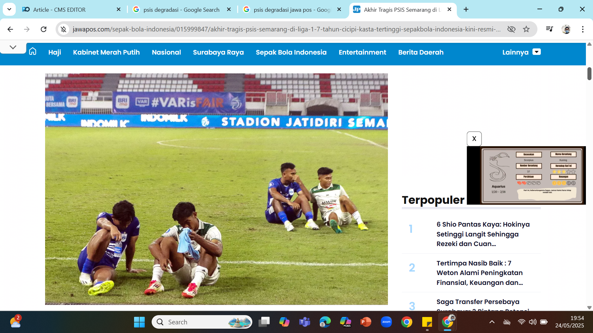 PSIS Semarang bertanding melawan PSS Sleman dalam pertandingan BRI Liga 1 di Stadion Jatidiri, Semarang, Jawa Tengah, Jumat (9/5/2025). (Nur Chamim/ Jawa Pos Radar Semarang)