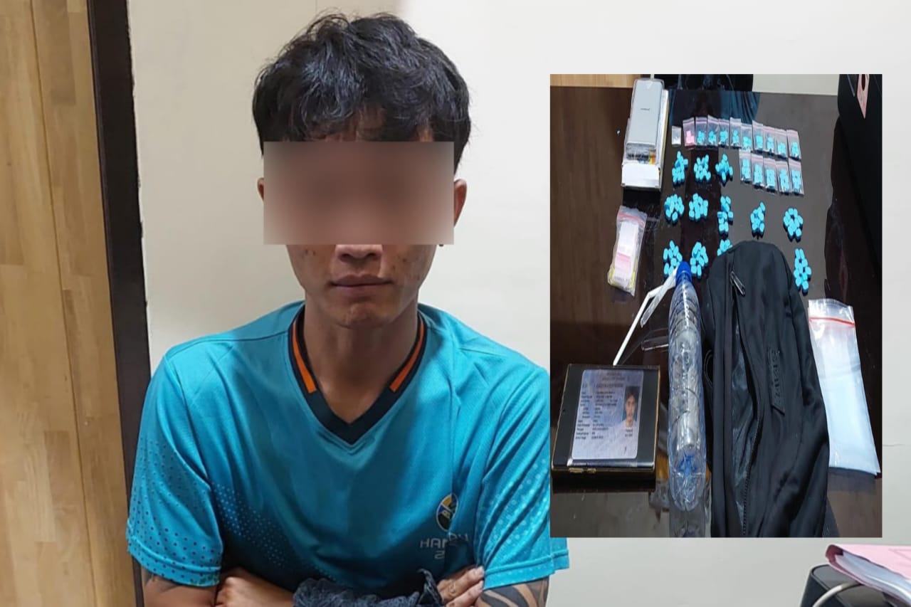 KEROCO: Pria inisial INAW, 27, diamankan karena pengedar narkoba suruhan bos.