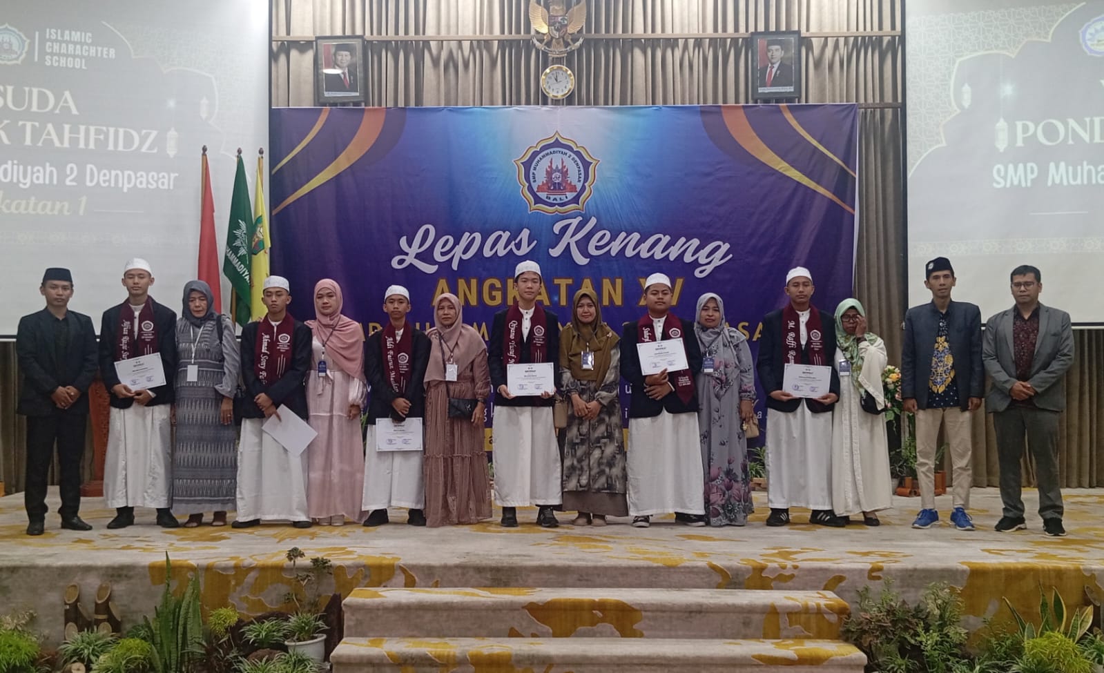 Rusdi Zaini Fajri, S.H., Ketua Pondok Tahfidz (kiri), Tatang Wisnu Wardana, S.Pt, Ketua PD Muhammadiyah Kota Denpasar (2 dari kanan), M. Syobri, S.Pd.I, Kepala SMP Muhammadiyah 2 Denpasar (kanan).