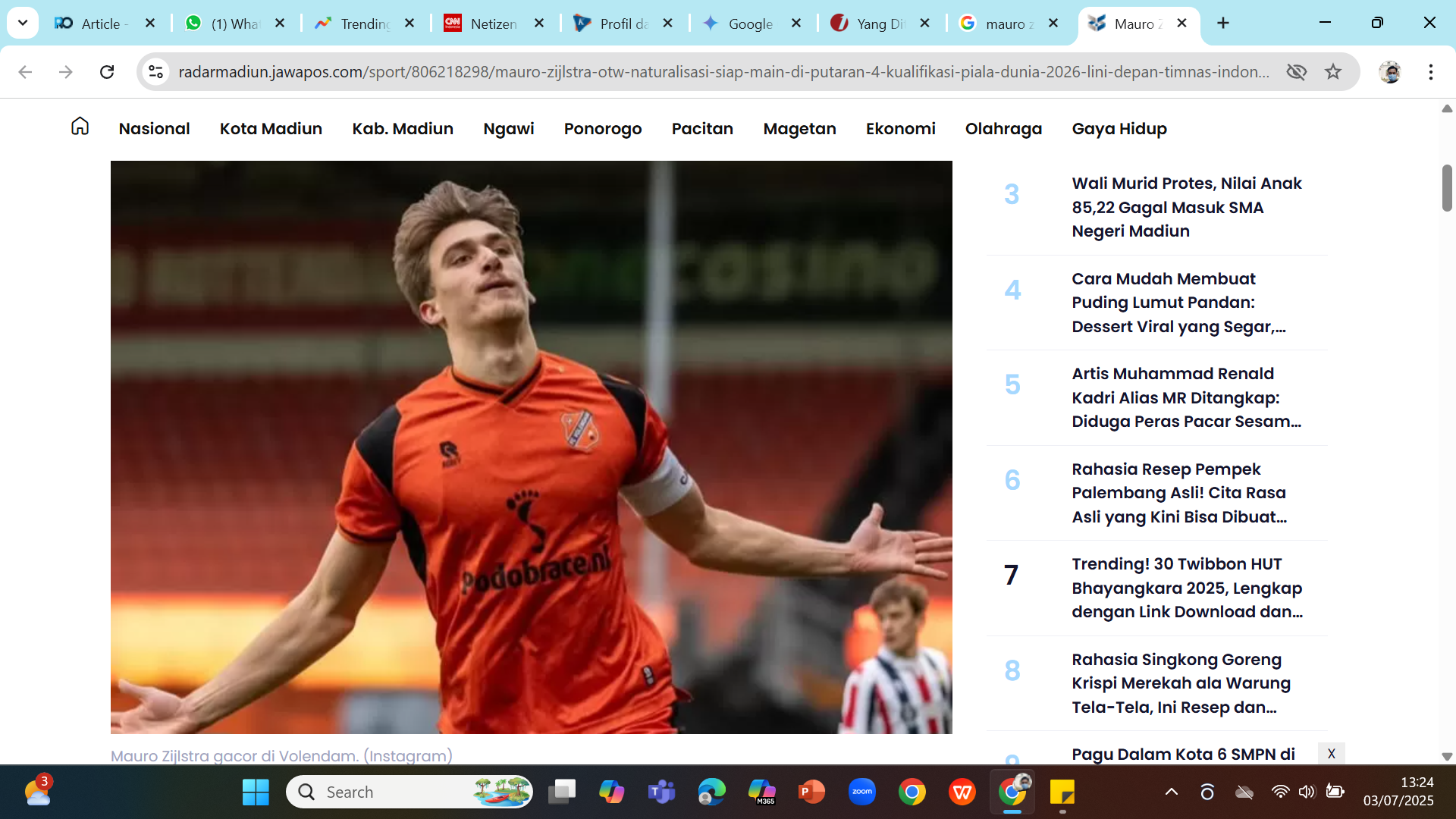 GACOR - Striker Volendam Mauro Ziljstra