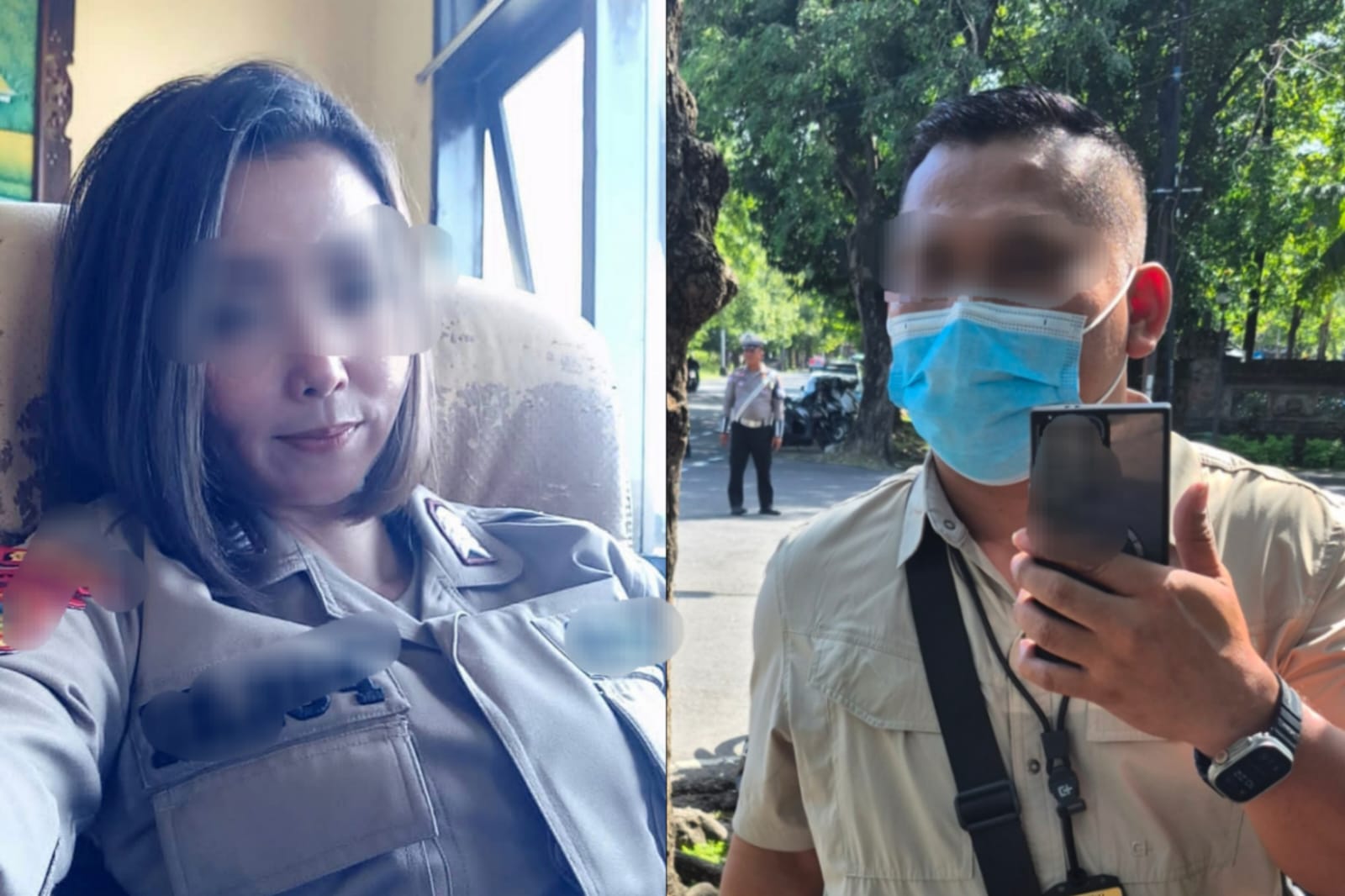 KOLASE: Tampak wajah pasangan kekasih Aipda Putu EA dan I Nyoman S alias Dede, 45.