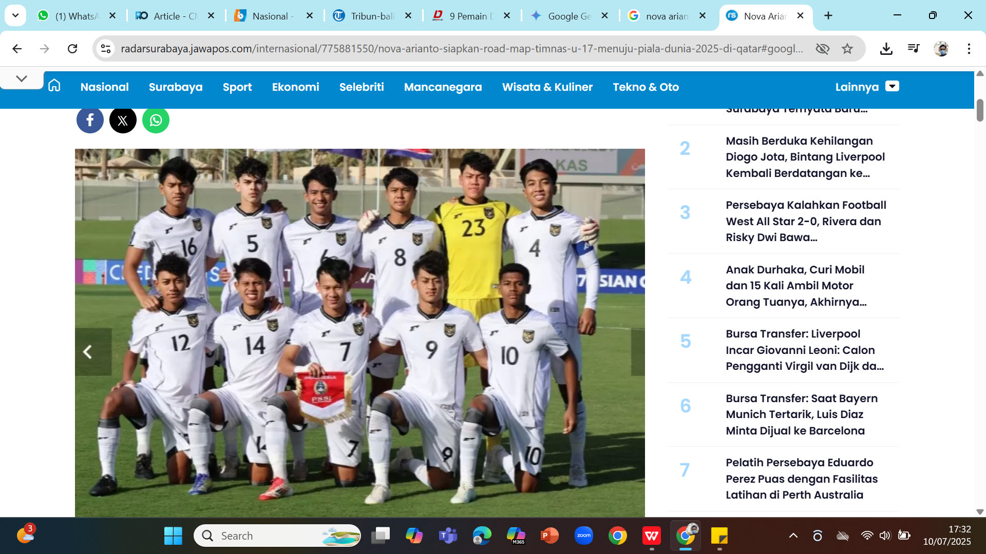 GARUDA MUDA - Timnas Indonesia U-17 mendapat pelajaran penting dari Korea Utara U-17 di babak perempat final Piala Asia U-17 2025