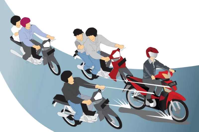 ilustrasi trek-trekan balap liar-Jawa Pos.com-Radar Semarang