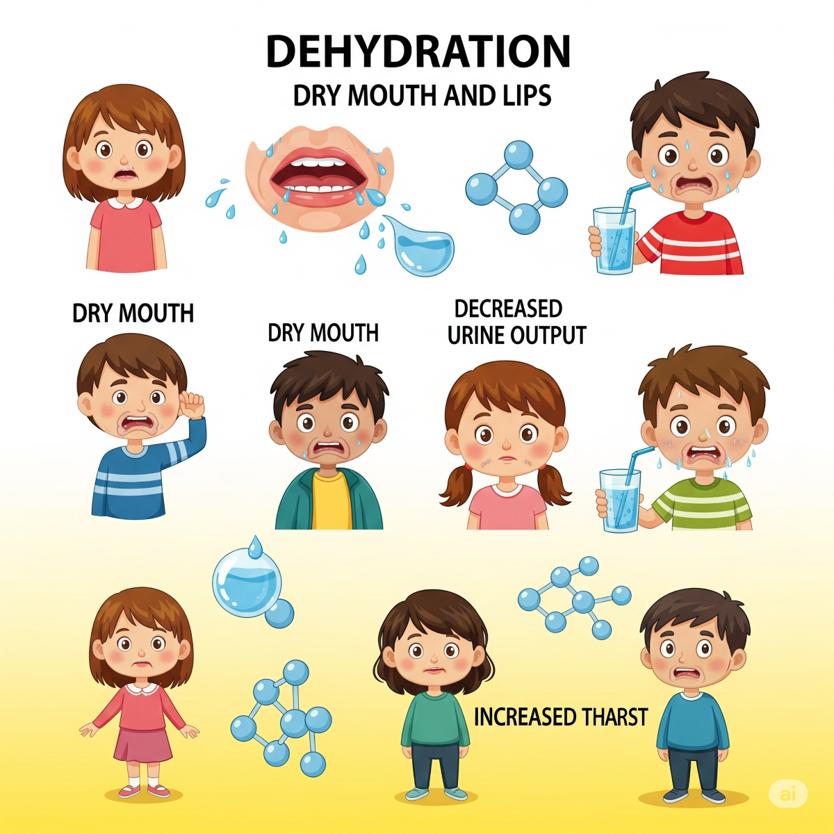 Ilustrasi gejala dehidrasi pada anak-anak