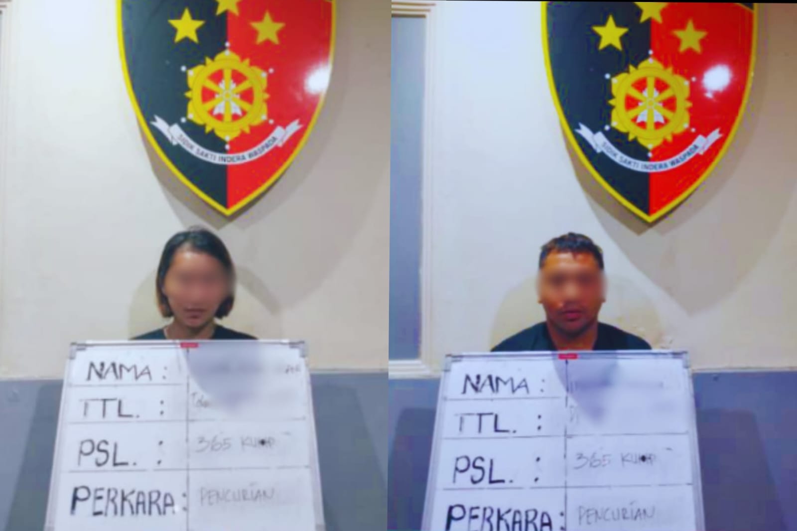 GADUNGAN: Imanuel Prayoga Pratama Putra Moda, 25 dan NI Putu Riska Krisana Putri, 23, Dijebloskan ke Bui Polsek Dentim.