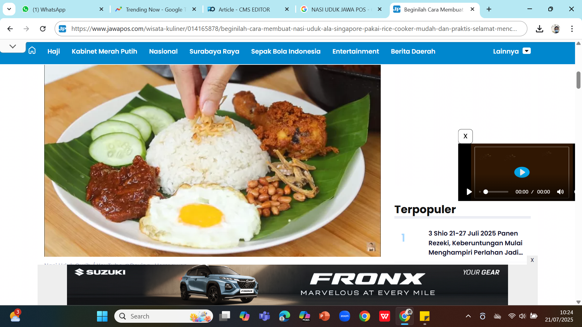 Nasi Uduk Khas Jakarta yang gurih dan dapat disajikan untuk sarapan hingga makan malam