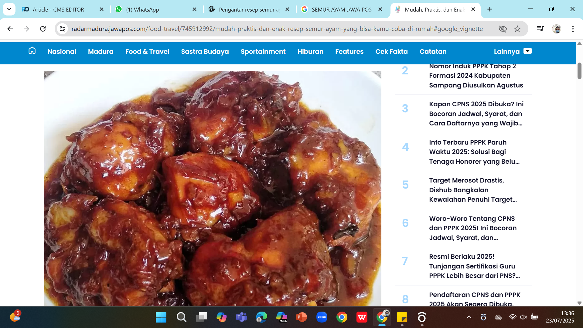 semur ayam yang gurih manis cocok untuk bekal makan siang anak dan suami.