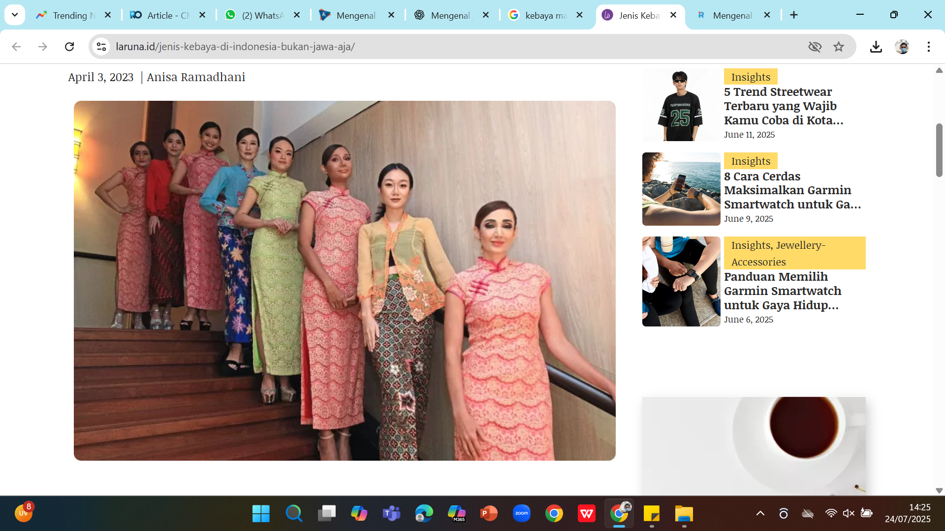 WARISAN DUNIA - Jenis-jenis kebaya tradisional