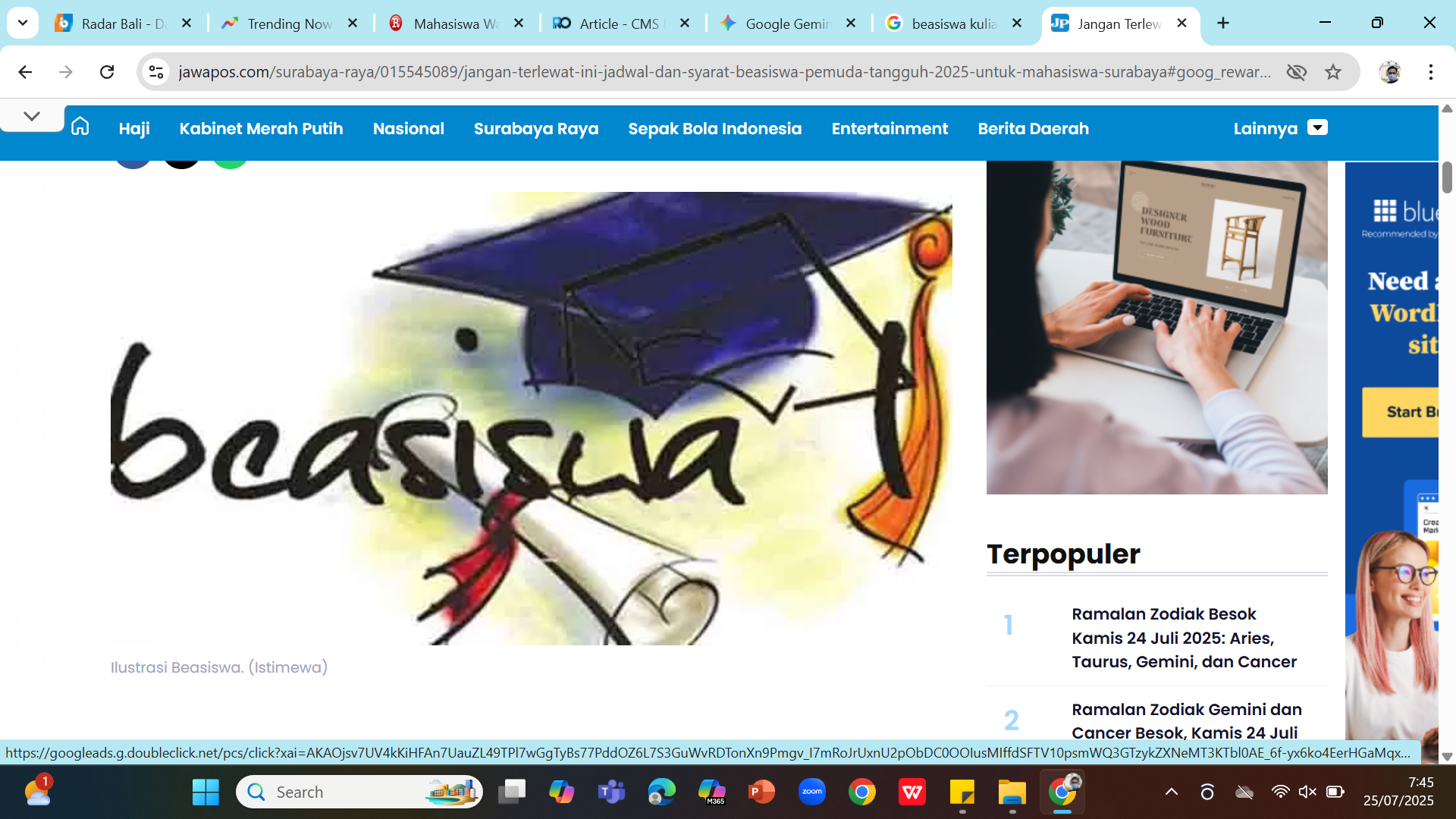 BEASISWA - Mahasiswa PTN yang diterima melalui jalur mandiri dan kampus swasta bisa mendapatkan beasiswa selama masa studi.
