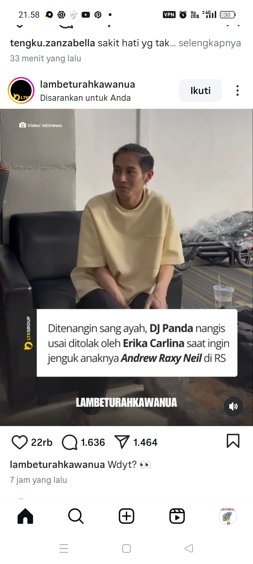 DJ Panda menangis tak diberi izin masuk menemui anaknya Andrew Raxy Neil