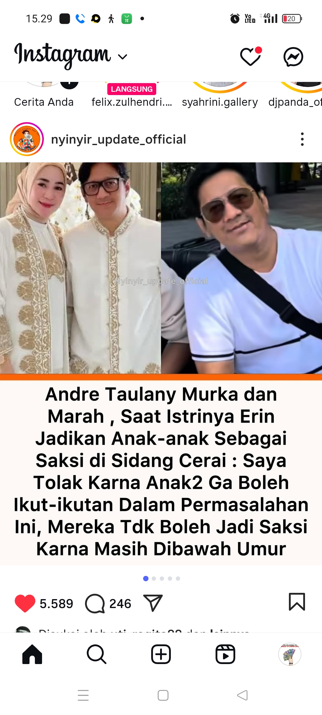 Andre Taulany bersama istrinya Erin