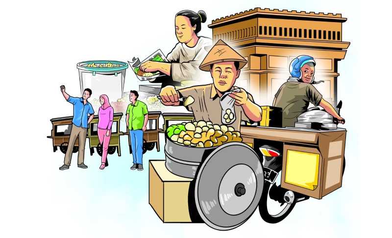 ilustrasi pedagang kaki lima- Jawa Pos.com-Afrizal Radar Kediri