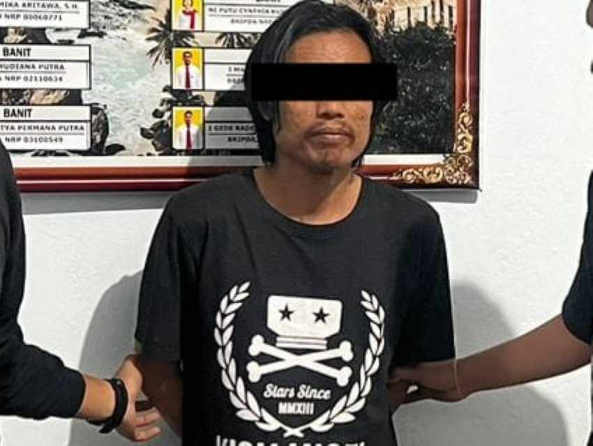 KENA BATUNYA : Pelaku maling motor milik anggota Polri ini akhirnya tertangkap. (Foto: Polsek Nusa Penida)