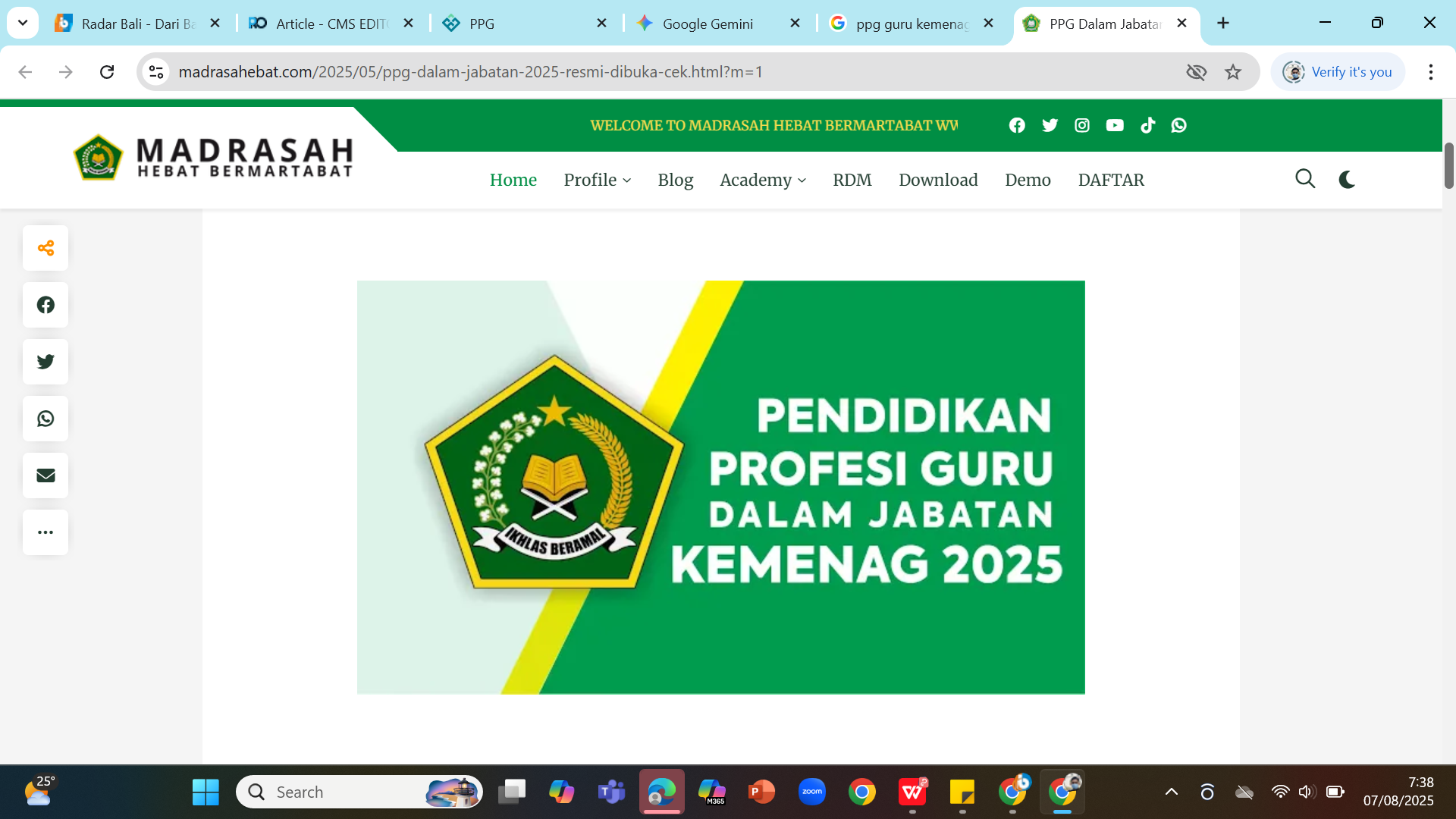 DIBUKA - Kemenag membuka pendaftaran PPG dalam jabatan untuk guru agama angkatan 2 2025.