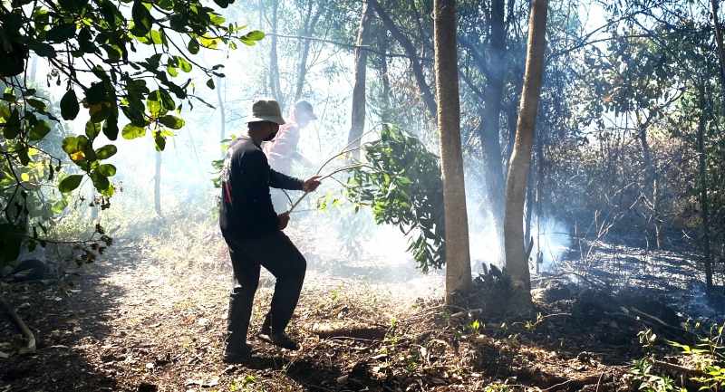 PADAMKAN API : Kondisi lahan kering di wilayah Kubu yang terbakar pada Rabu (6/8/2025). (foto:istimewa)