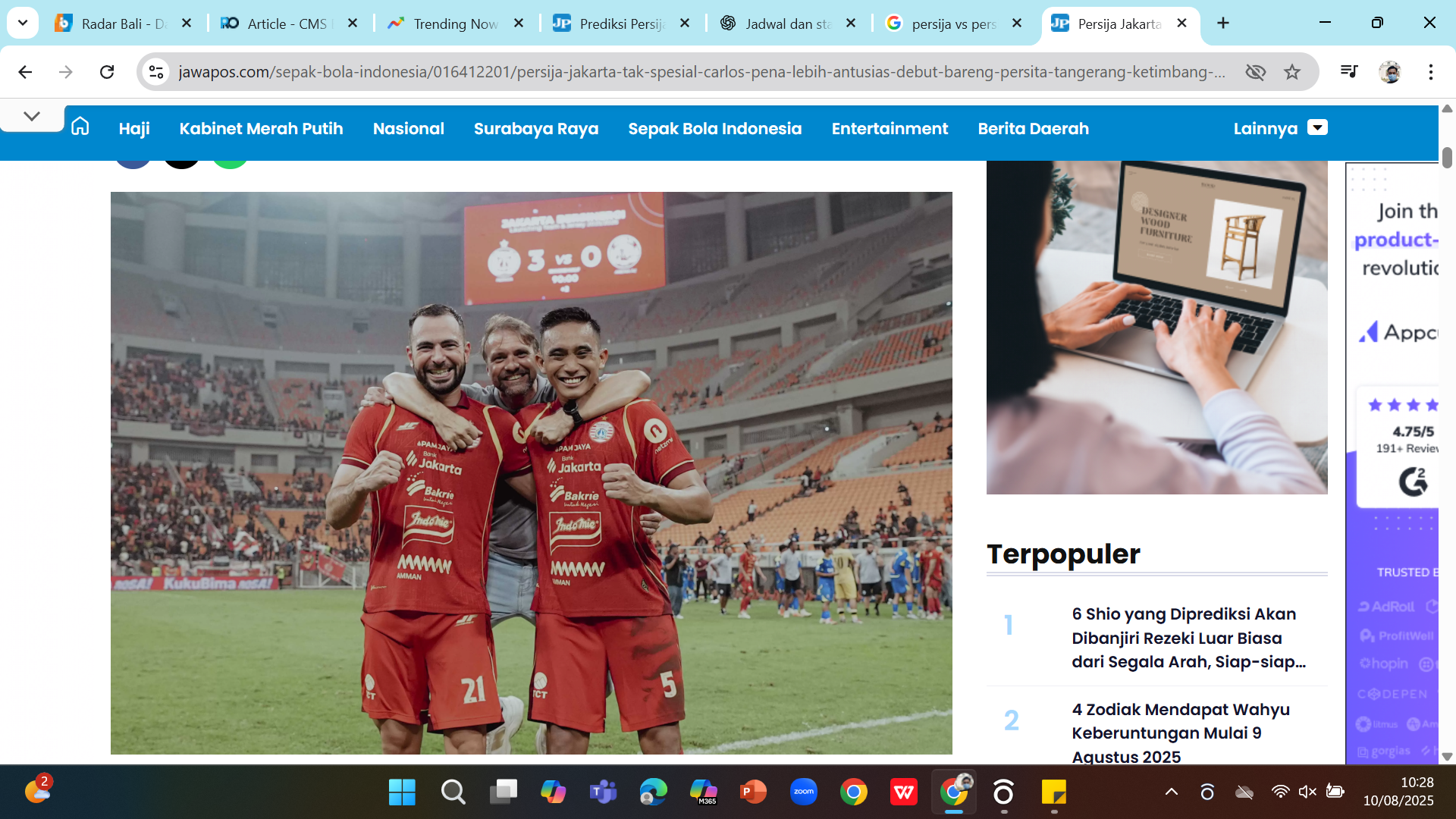 OPTIMISTIS - Jordi Amat dan Rizky Ridho yakin materi pemain baru Persija akan membuat perbedaan musim ini. 