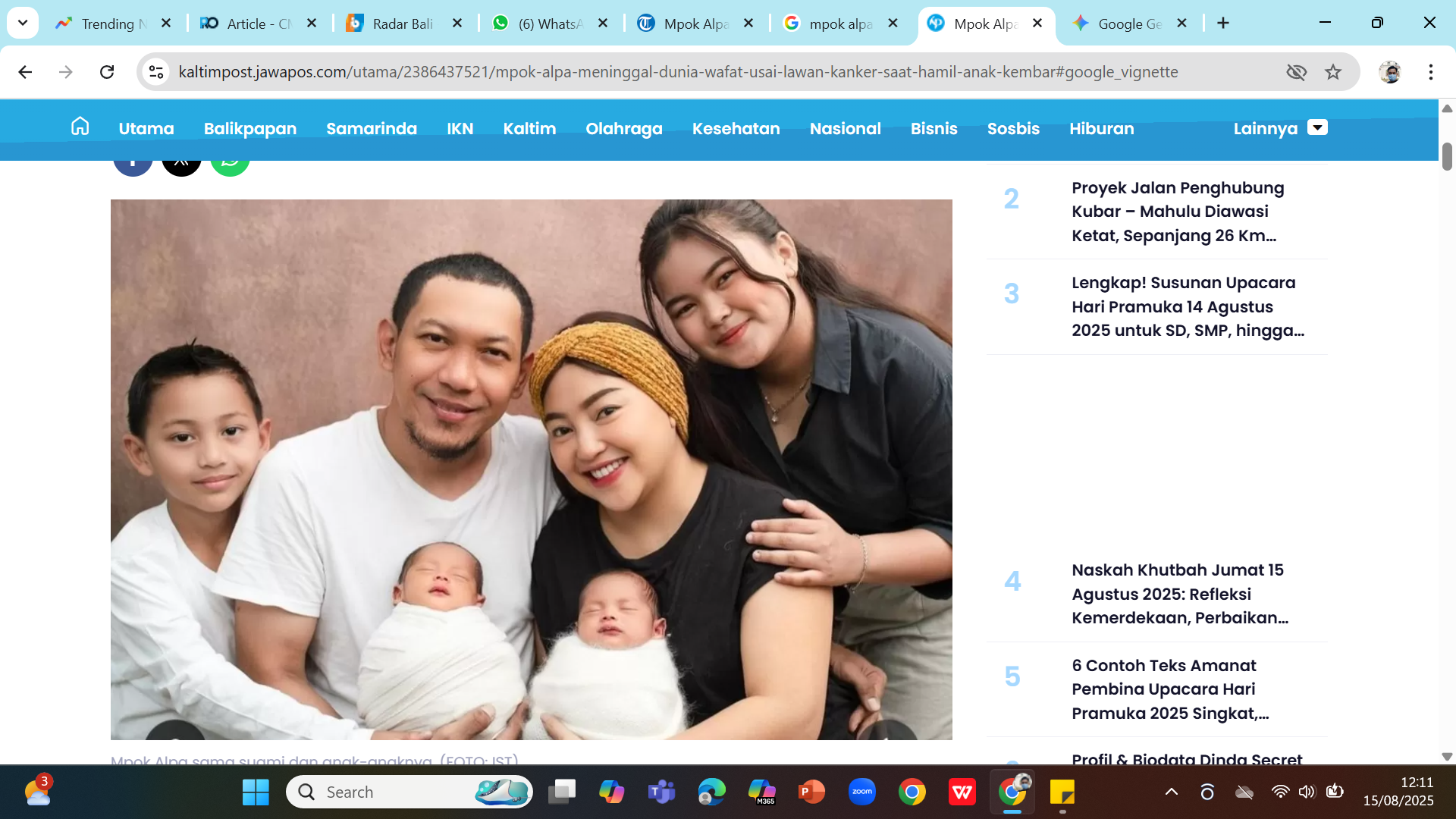 DUKA - Nina Carolina alias Mpok Alpa dan keluarganya.